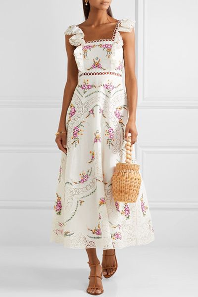 Allia Embroidered Linen & Cotton-Blend Maxi Dress from Zimmermann