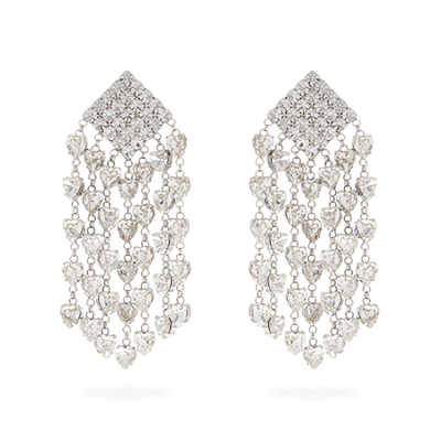 Crystal-Embellished Heart-Drop Clip Earrings from Alessandra Rich