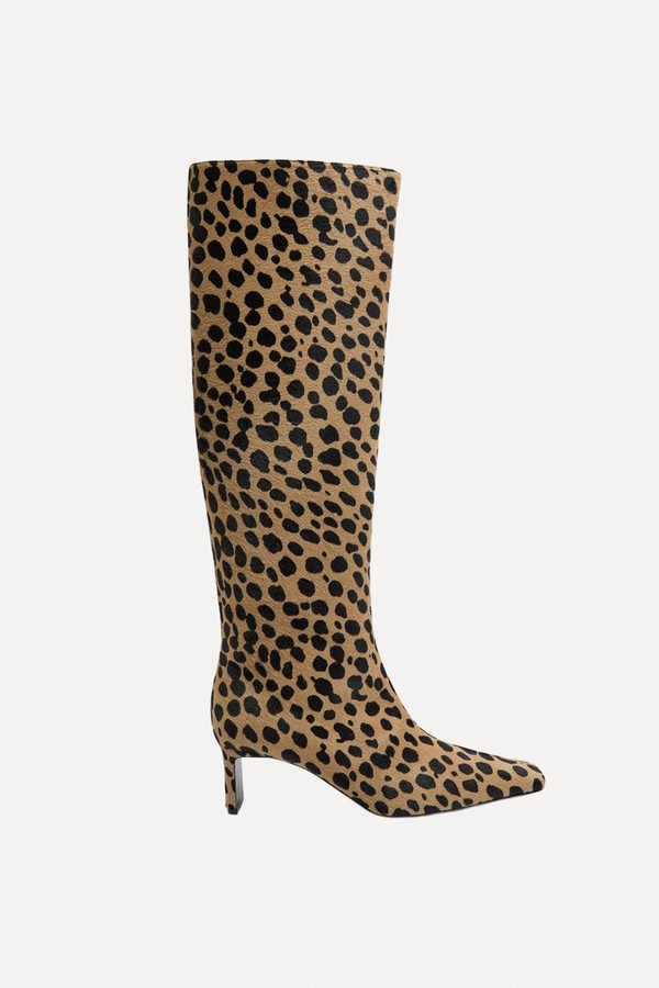 Ona 55 Calf-Hair Knee-High Boots from Khaite