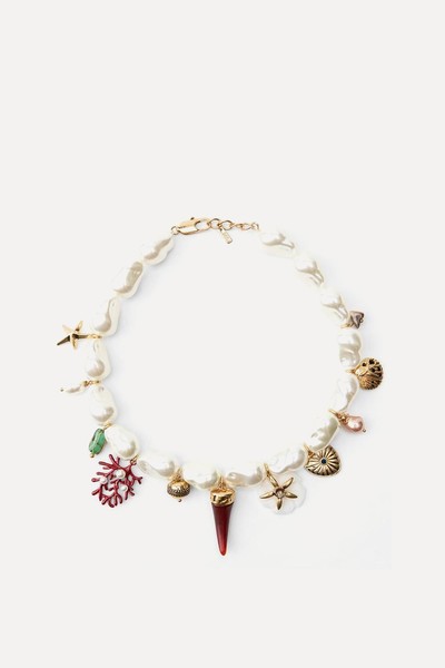 Necklace With Faux Pearls & Charms from Zara