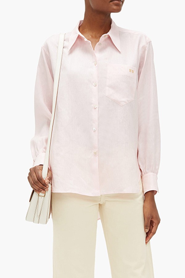 Logo-embroidered Linen Shirt from Hillier Bartley