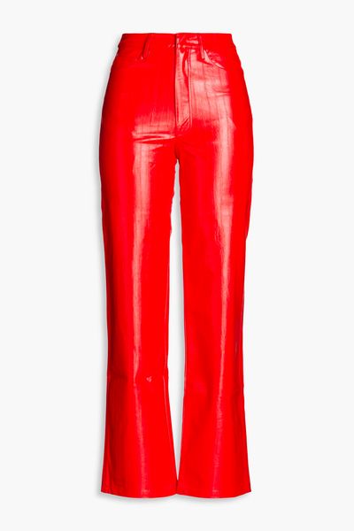 Faux Eel-Effect Leather Straight-Leg Pants from Rotate By Birger Christensen