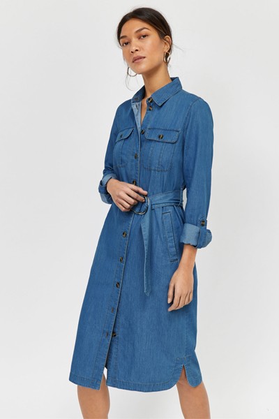 Belted Denim Shirt Dress from Warehouse