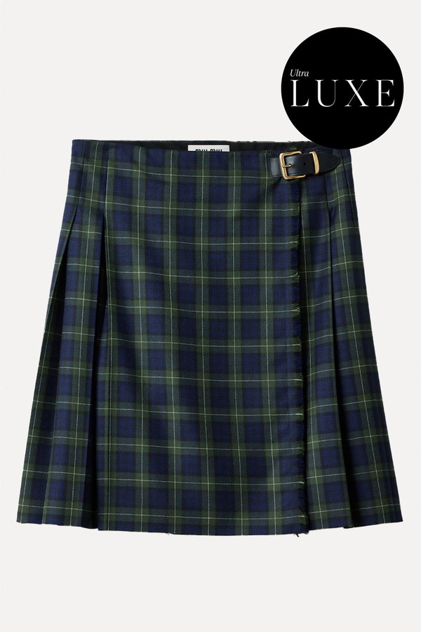 Pleated Tartan Mini Skirt from Miu MIu