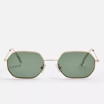 KATY Gold and Brown Heptagon Sunglasses from Topshop