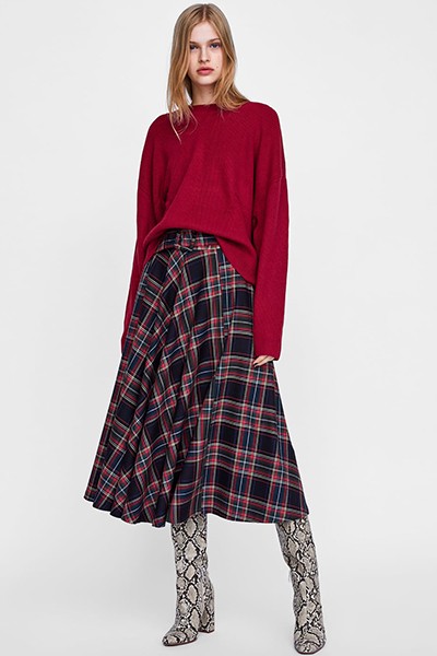 Check Midi Skirt from Zara