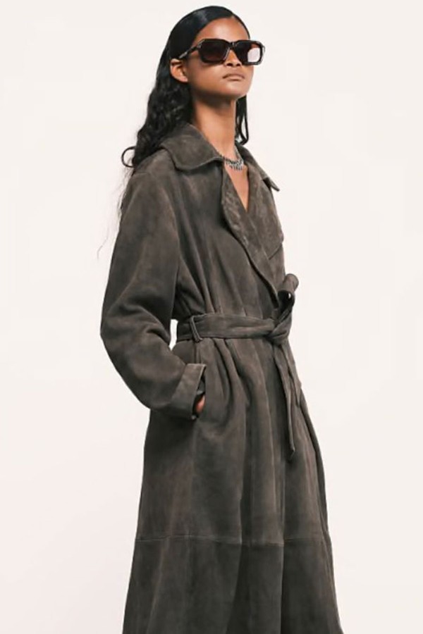 Premium Suede Trench Coat from Asos