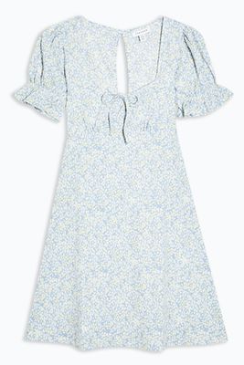 Puff Sleeve Printed Flippy Dress from Topshop