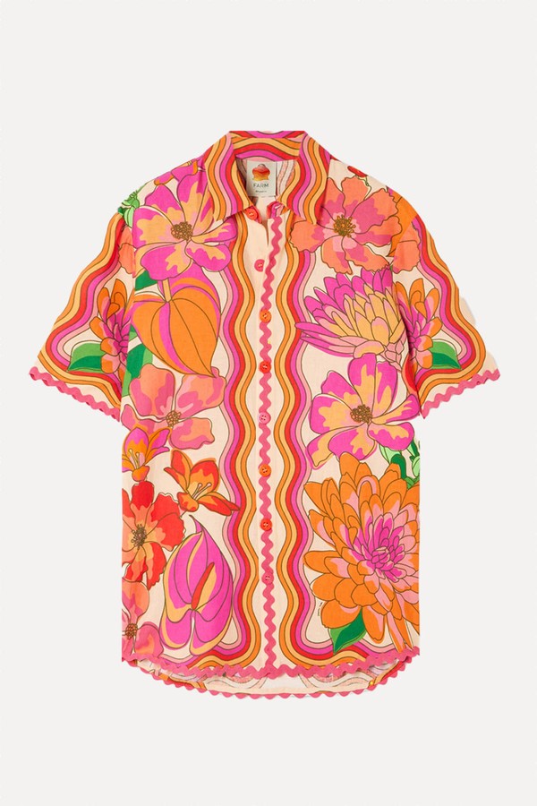 Spring Affair Floral-Print Linen-Blend Shirt from Farm Rio