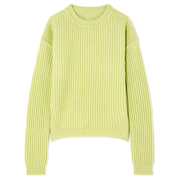 Ribbed Wool Sweater, Lime from Rick Owens
