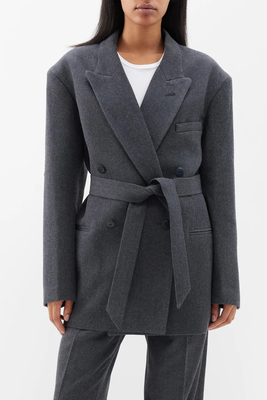 Exaggerated Recycled Wool-Blend Tux Blazer from Raey