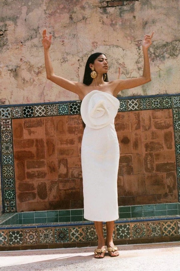 Maia Floral-Appliqued Midi Dress from Mara Hoffman