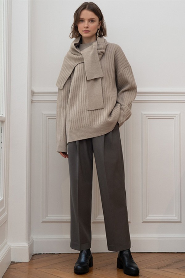 Two Piece Scarf Sweater Set