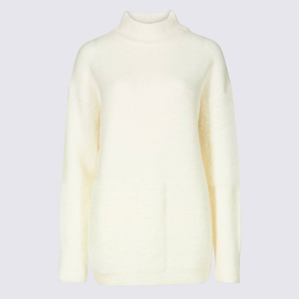 Textured Round Neck Longline Jumper