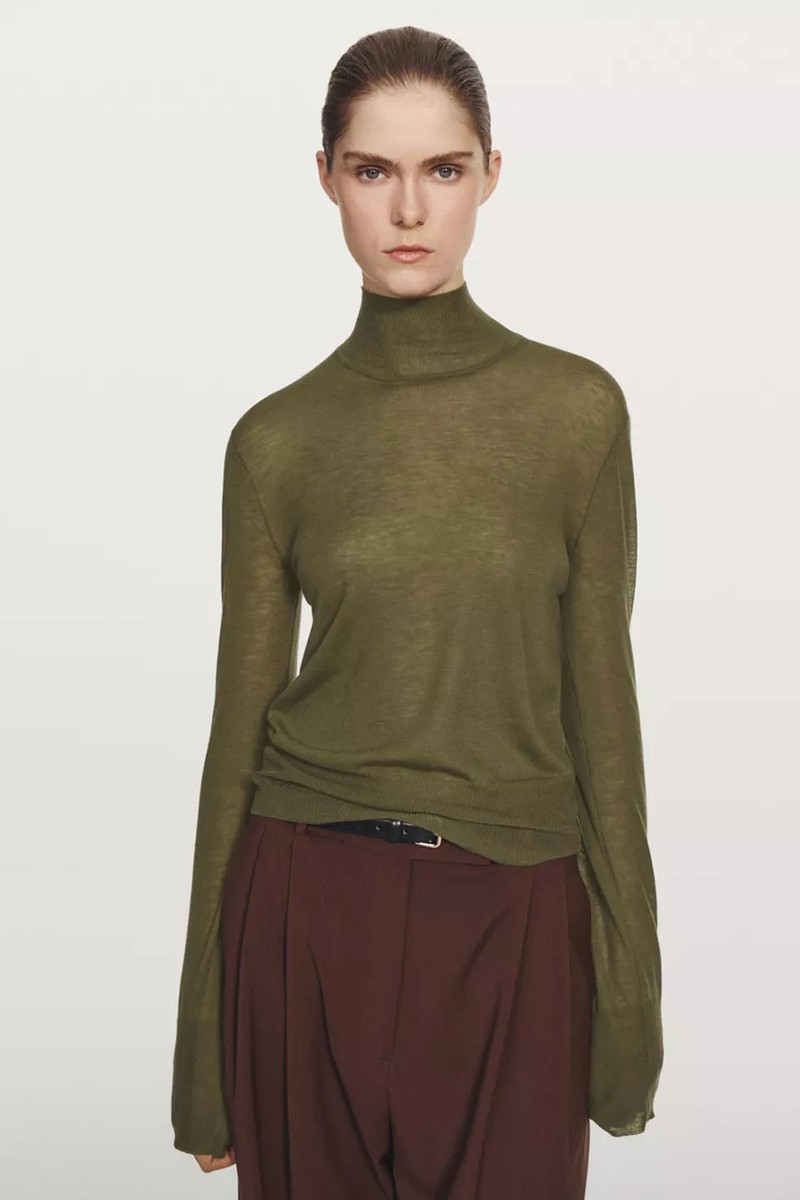 Knit 100% Wool Mock Turtleneck Sweater from Massimo Dutti