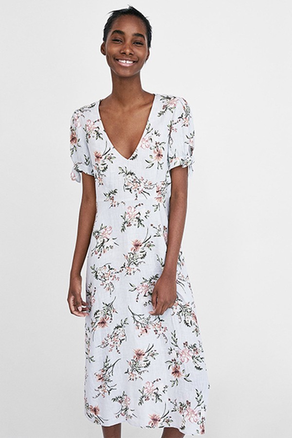 Floral Print Linen Dress