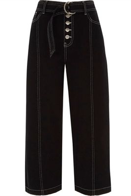 Petite Black Belted Wide Leg Jeans from River Island 