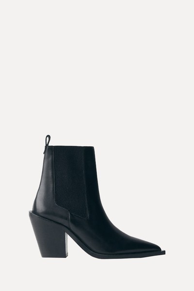 Leather Pointed Ankle Boots from Mango