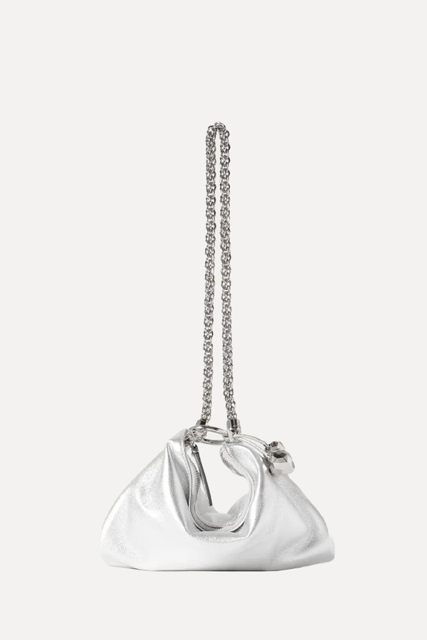 Callie Embellished Metallic Leather Shoulder Bag from Jimmy Choo