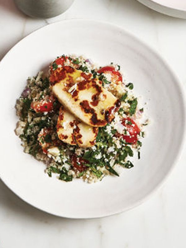 Raw Cauliflower & Lemon Tabouli With Grilled Haloumi