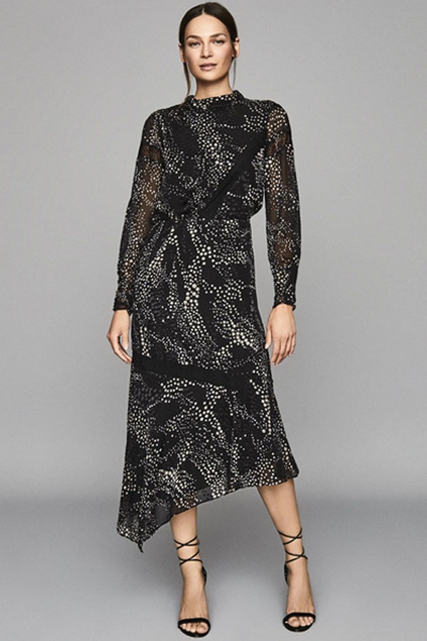 Burnout Printed Midi Dress