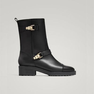 Black Leather Ankle Boots from Massimo Dutti