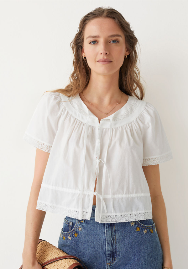 Short Sleeve Tie Blouse