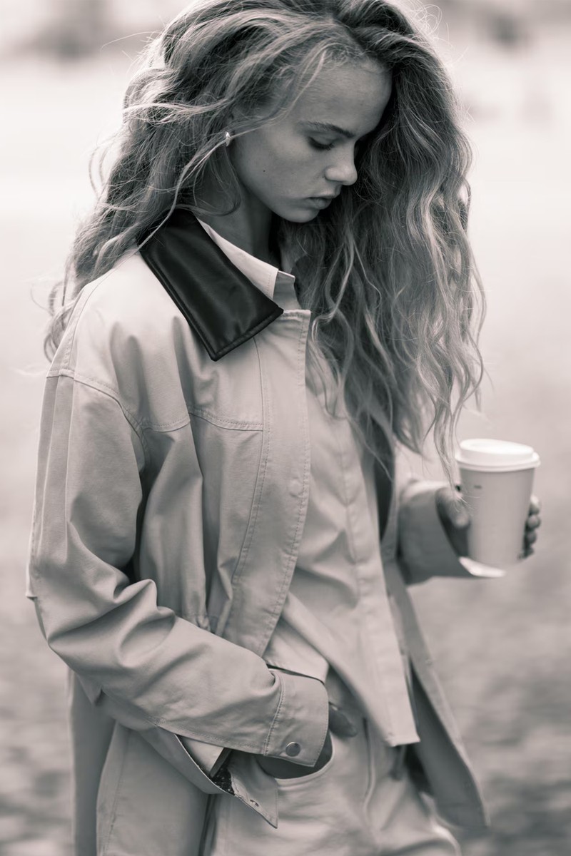 Coated-Collar Twill Jacket from H&M