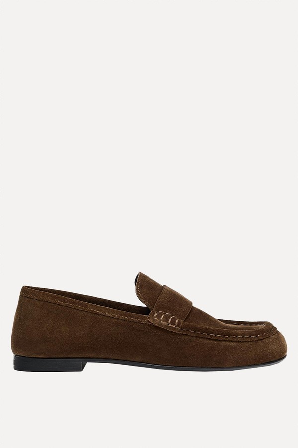 Split Leather Penny Loafers