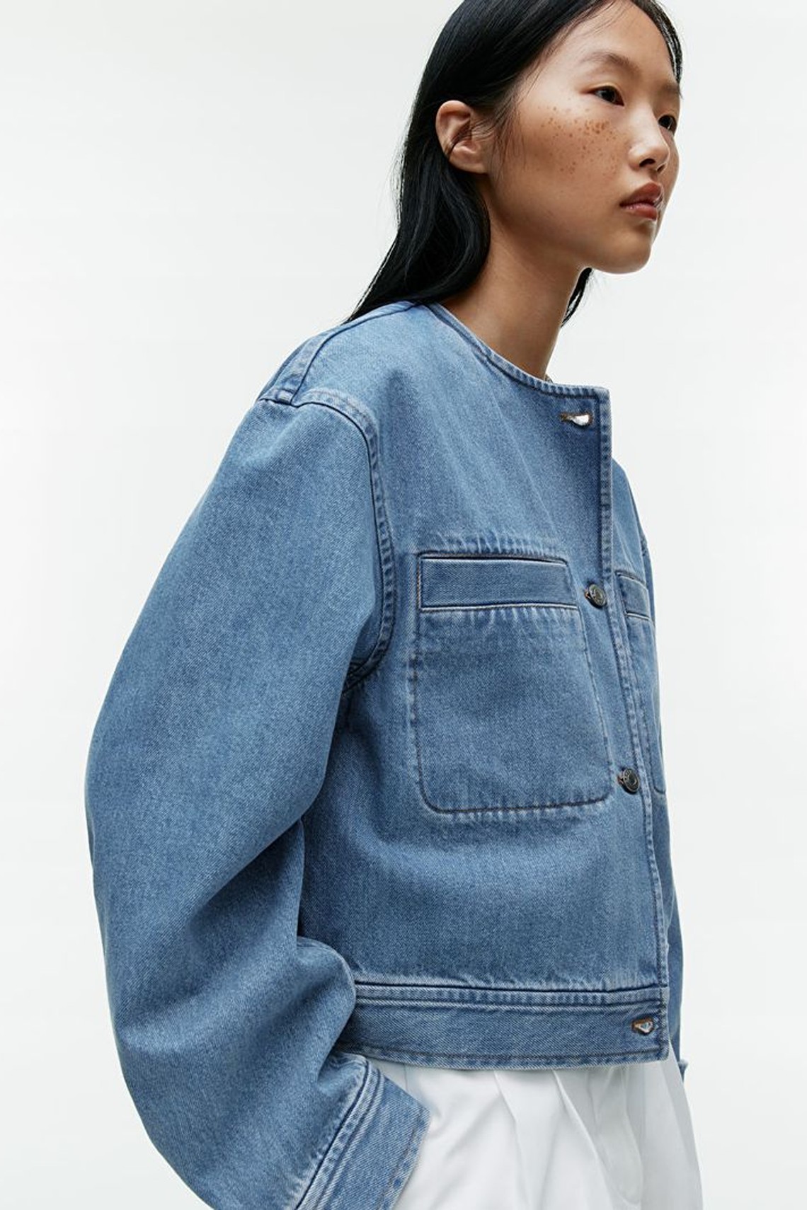 Collarless Denim Jacket from ARKET