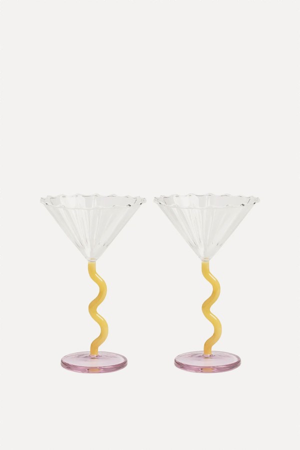 Set Of 2 Curve Champagne Cup Glass