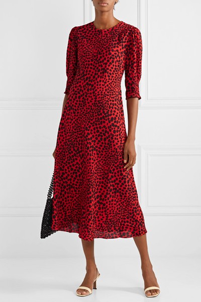 Jess Animal-Print Crepe Midi Dress from Rixo