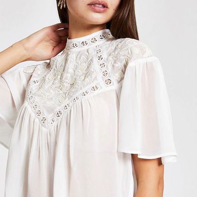 White Lace Broderie Blouse
