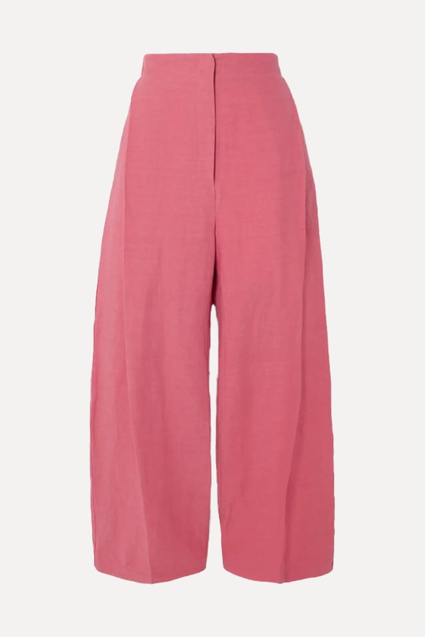 Santu Cropped Pleated Linen-Blend Wide-Leg Pants from Tove