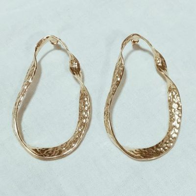 Large Hammered Gold Hoop Statement Earrings from Ashley Summer