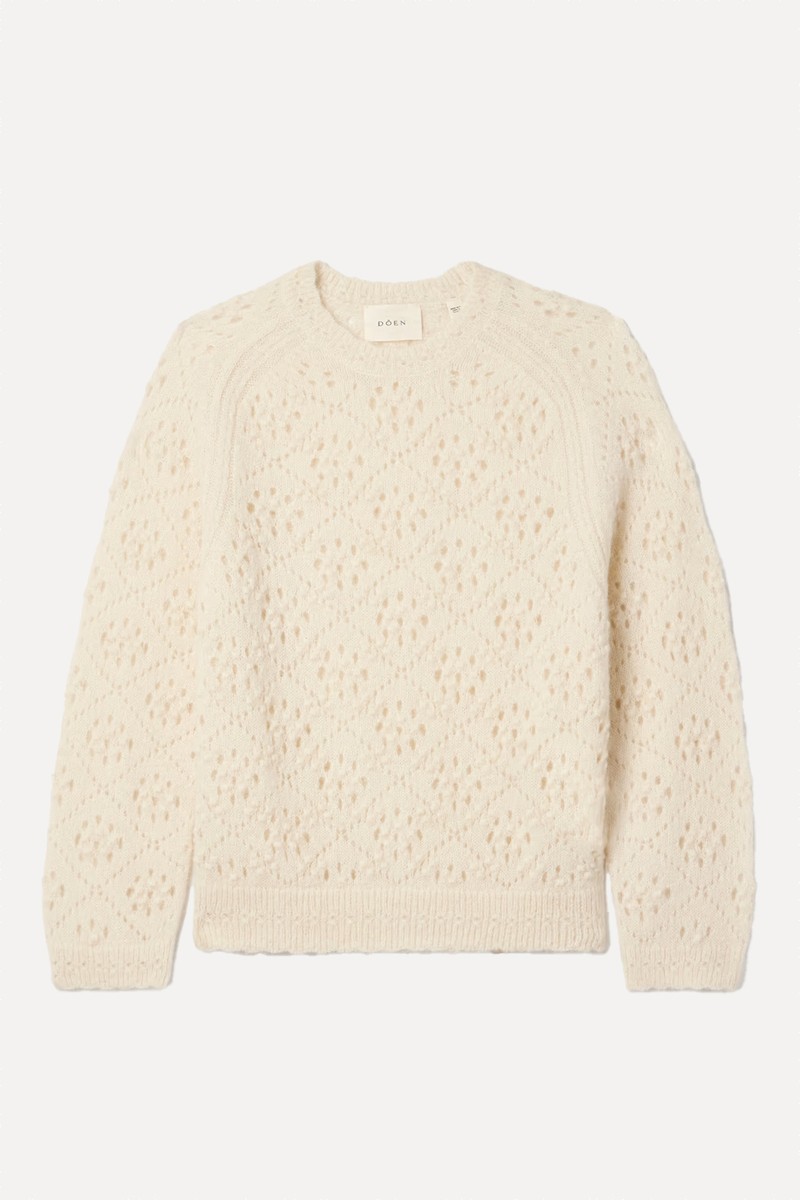 Emiliana Pointelle-Knit Alpaca-Blend Sweater from DÔEN