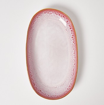 Edo Pink & Gold Ceramic Serving Platter from Oliver Bonas