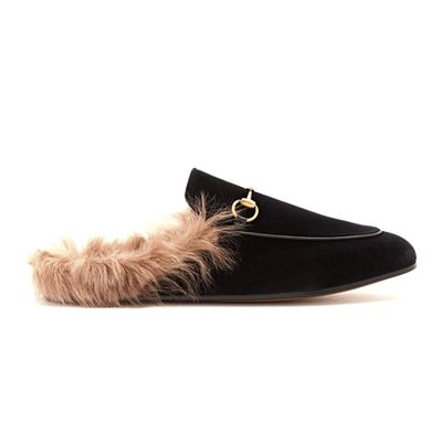 Princetown Shearling Lined Velvet Loafers from Gucci