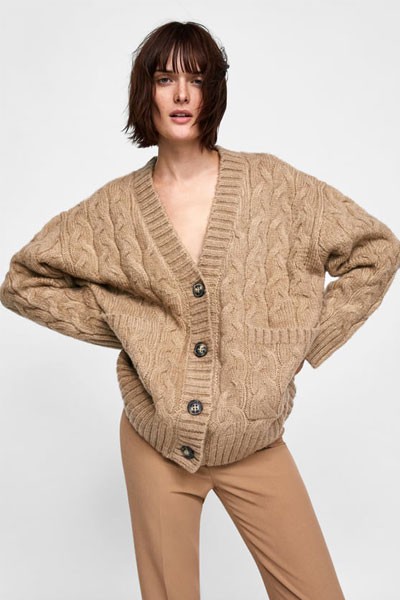 Cable-knit Oversized Cardigan from Zara