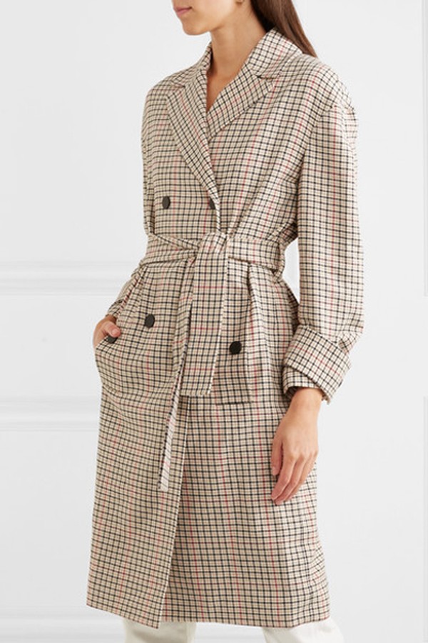 Checked Twill Trench Coat from Maje
