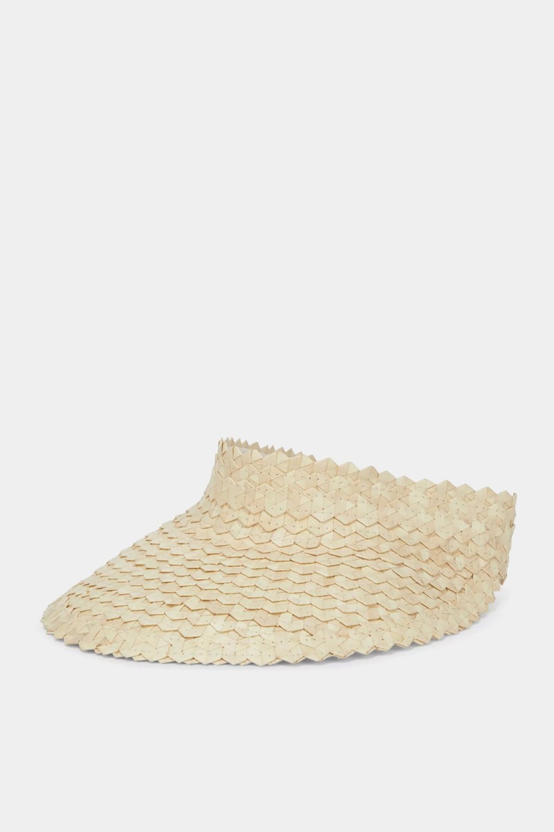 Chevron-Pattern Woven Visor Hat from Boutique Bonita