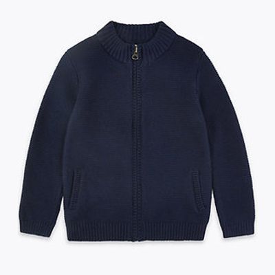 Cotton Zip Through Knitted Cardigan from M&S