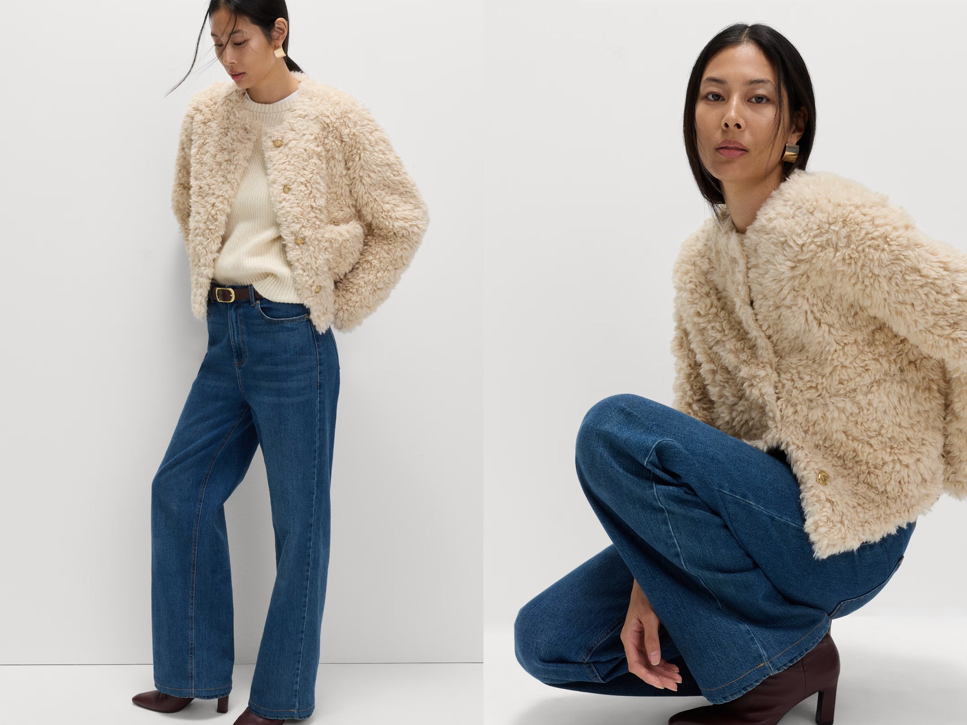 Faux Fur Textured Collarless Short Jacket