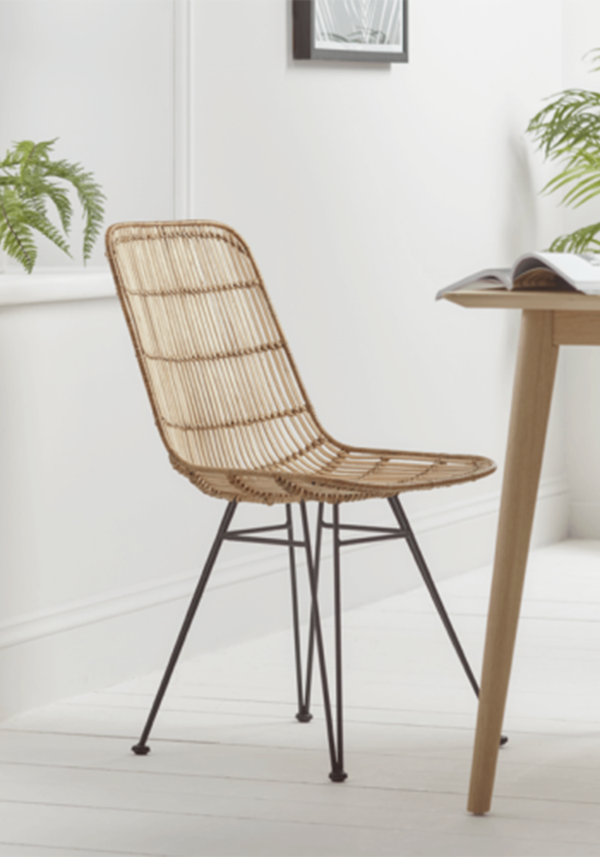 Flat Rattan & Iron Dining Chair