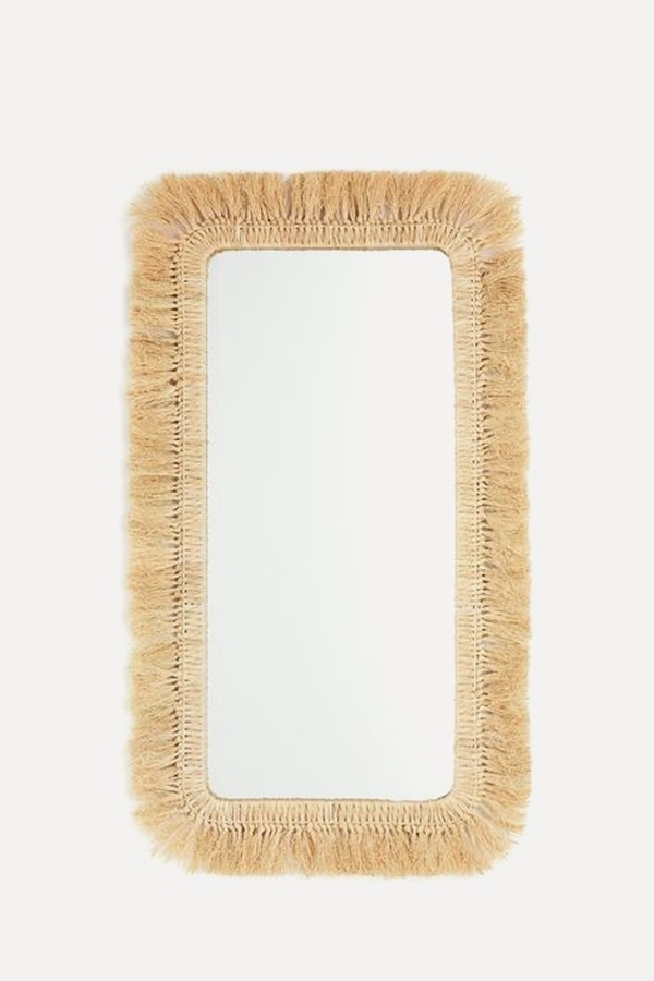 Mirror With A Straw Frame