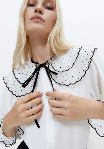 Shirt With Organza Collar  from Uterque