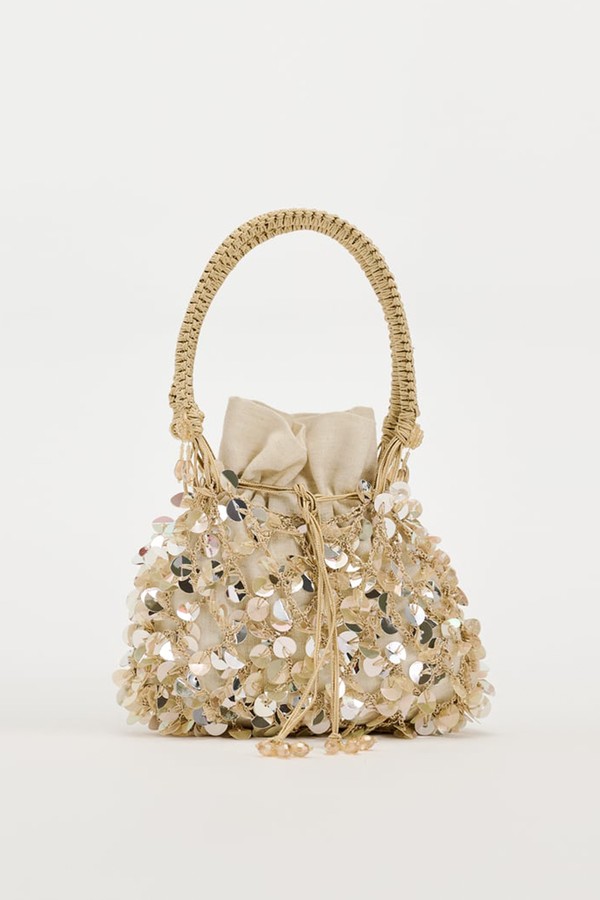 Beaded Mini Bucket Bag from Zara