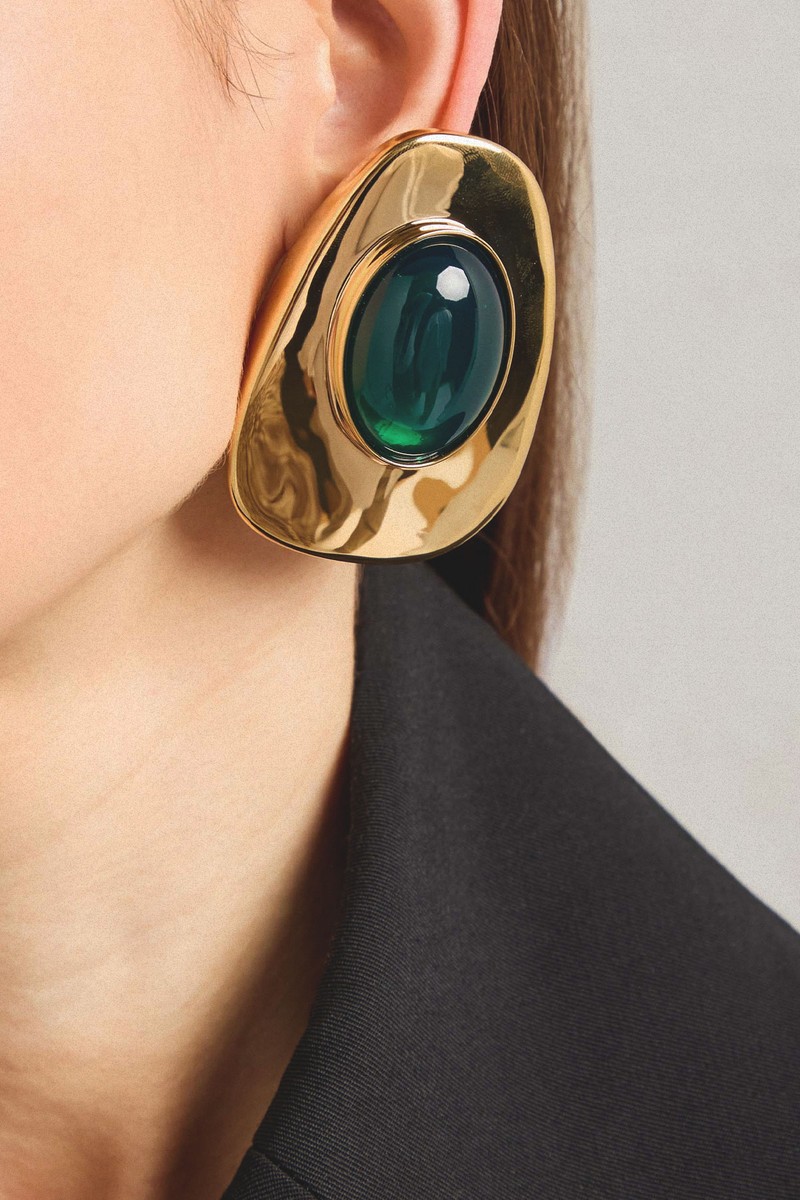 Cabochon Clip-On Stud Earrings from SAINT LAURENT