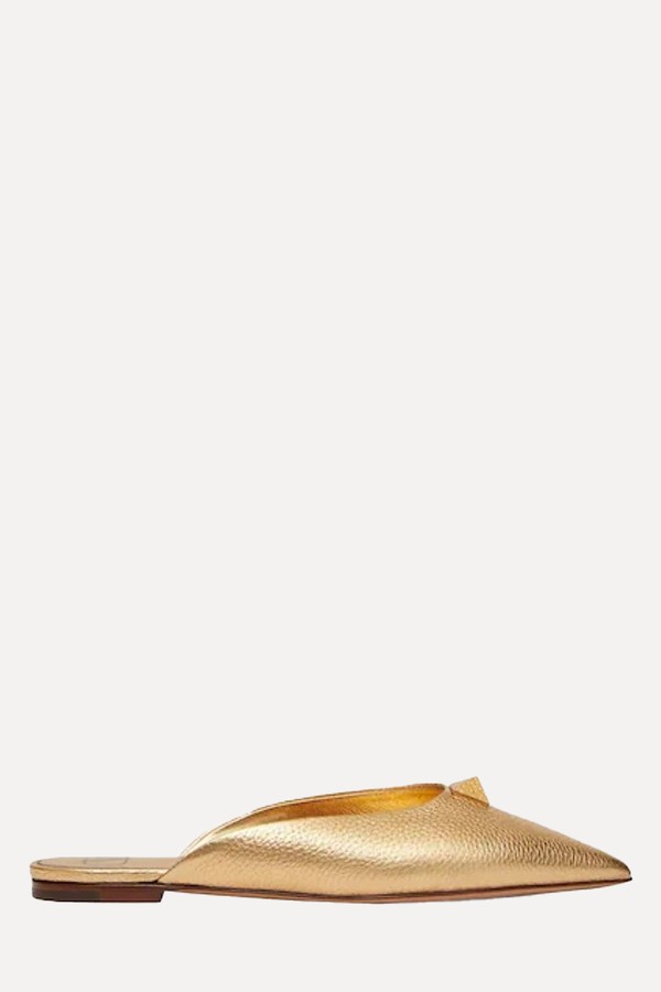 Roman Stud Metallic Leather Mules from Valentino