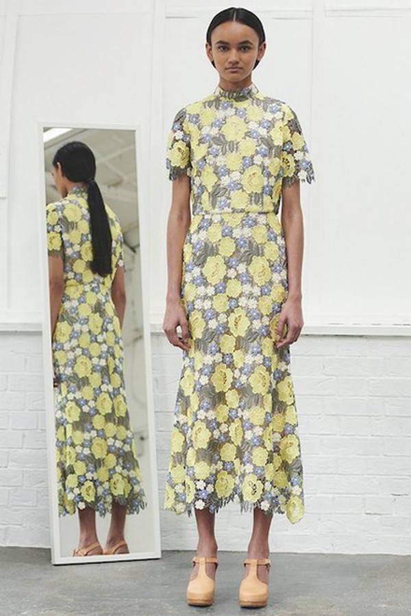 Minnie Yellow Lace Midi Dress